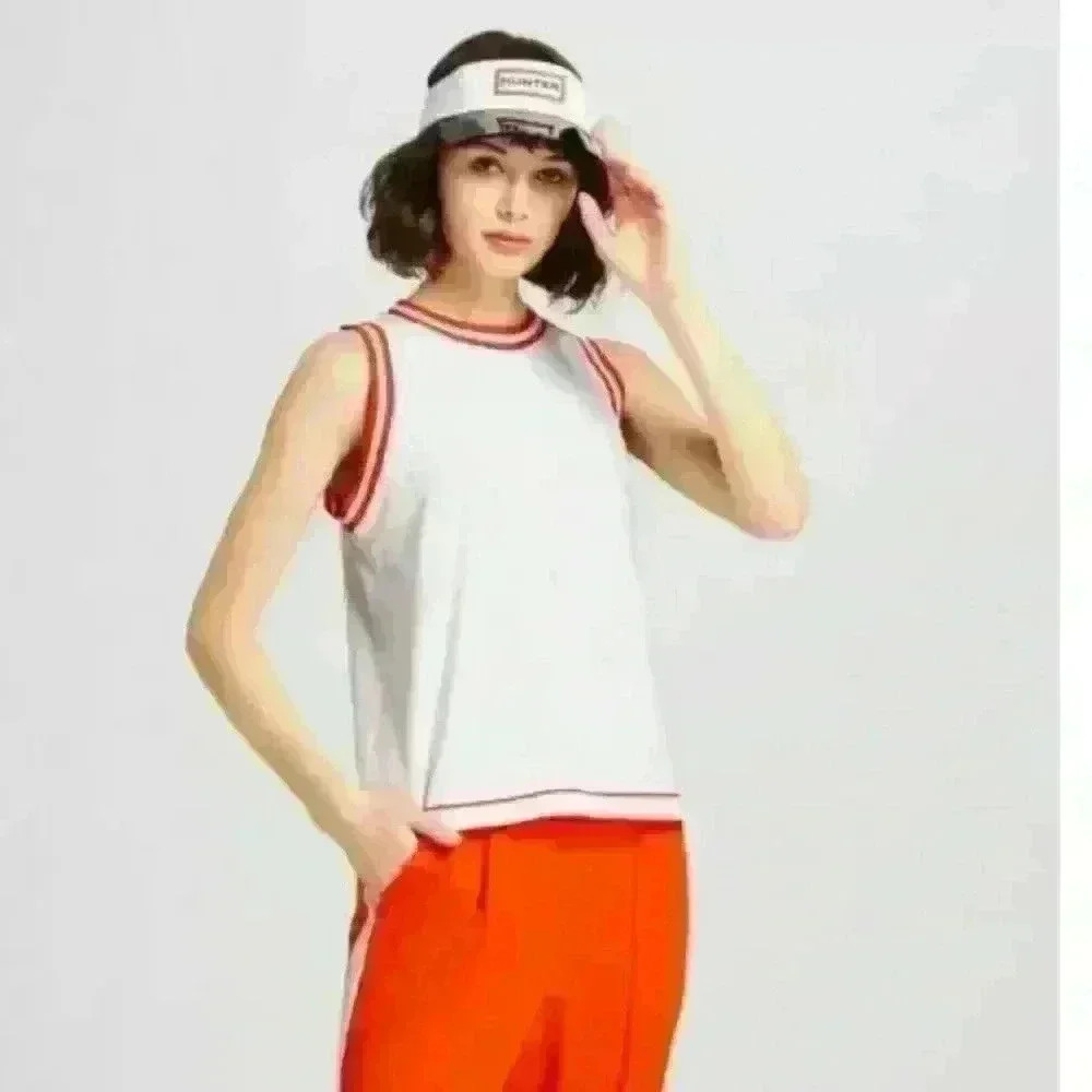 Hunter x Target White and Orange Stripe Tank Top